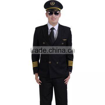 China Black Airline Work Uniform Custom Made Men Airlines Pilot Uniform photo-2