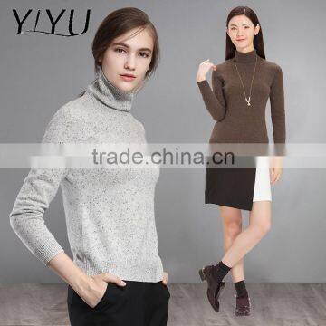 Popular Winter Women Turtleneck Color Mixed Knit Cashmere Pullover Sweater photo-3