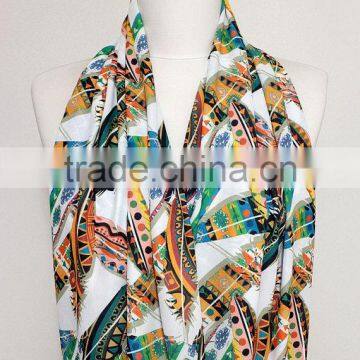 Colourful Ikat Feather Pattern Infinity Scarf, Circle Scarf, Scarves, Tube Scarf, Spring - Fall - Winter - Summer Fashion photo-4