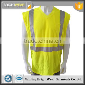 Hi vis sleeveless 3M8710 heat-transfer reflective tape security t-shirt