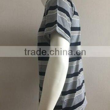 100% Polyester Striped Short Sleeve Polo Shirt photo-3