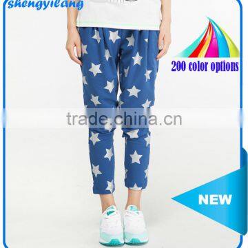 Most Fashionable Bright Gold Star Knitted Trousers Custom High Quality Cotton Casual Sport Pants in Guangzhou