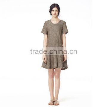Lasted Design Casual Dress Short Sleeve Linen for Lady With Good Quality 2016 photo-3
