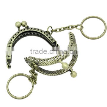 Metal Frame Kiss Clasp Arch For Purse Bag Antique Bronze Ball Key Chain 5x4cm(Open:7.9x5cm),5pc,Fashion