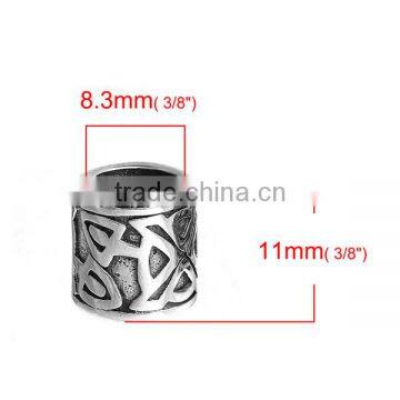 304 Stainless Steel Spacer Beads Cylinder Antique Silver photo-2