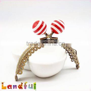 8.5cm 3.35inch Candy Ball Bronze Round Engraving Embossed Lace Purse Frame photo-6