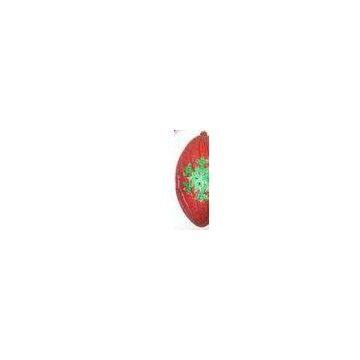 Red Pupa Shape Commercial Christmas Decorations With Green Snowflake Tinsel