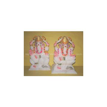 White Marble Hindu God Ganesh Statue Prosperity Success Spirituality Vastu