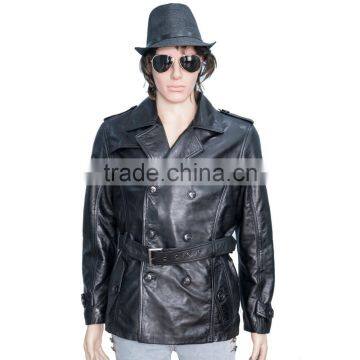 DOUBLE PRESS OFFICER LEATHER COAT SHEEP LEATHER photo-2