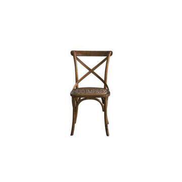 Wood Woven Rattan Vintage Style Tan Color Dining Patio Chair