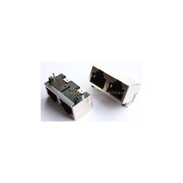 RJ45 1x2 module plug 8p8c pcb jack sheild connector no led