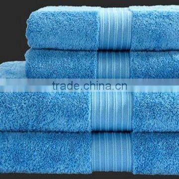 Plain Dobby Cotton Bathroom Aqua Blue Bath Towels