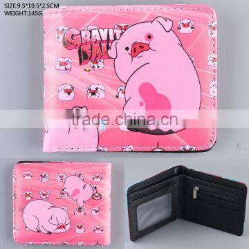 High quality cute cartoon Gravity Falls anime pink pu leather cheap wallets