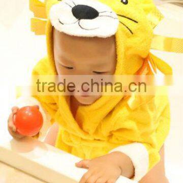 100% cotton breathable lion design baby bath robe/kids bath robes