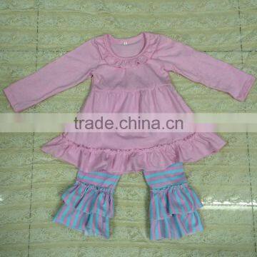 Wholesale pernickety remake valentine's mint pink stripe baby girls clothing set boutique M5040119