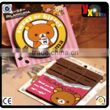Free Shipping Original Rilakkuma PVC Chocolate&Round Soft Silicone Coffee Coaster,Skidproof Cup,Sweet Cup Mat Coaster Retail