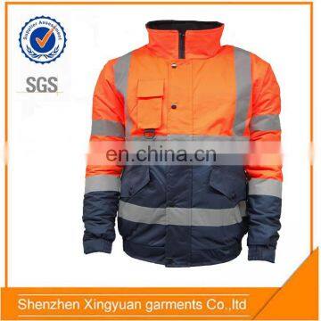 Winter Hi Vis Reflective Waterproof Padded Work Jacket With Hood