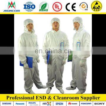 Logo Designed, White stripe antistatic ESD jumpsuit with cap