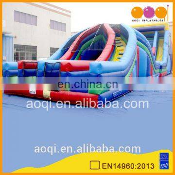 AOQI adult X-LANE obstacle course with slide inflatable obstacle challenge for sale