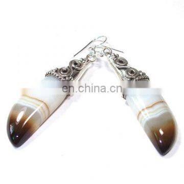 Beautiful agate silver earrings Wholesale silver earrings Hot sale color gemstone earrings Designer earrings