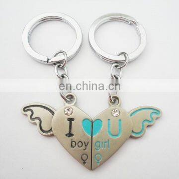 high quality custom made lover key chain/heart shape lover key ring/cat shape key chain