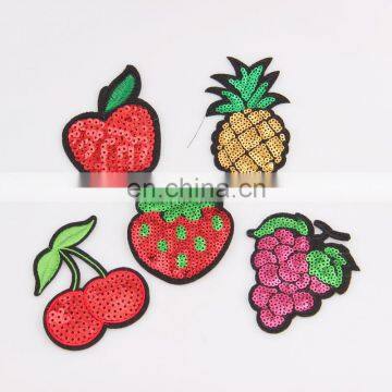 Custom Apple Grape Cherry Fruit Shape Sew On Sequins Embroidered Patch
