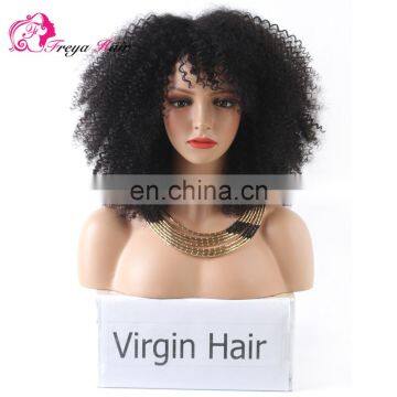 Beautiful hair style virgin Brazilian curly hair glueless lace wig human hair