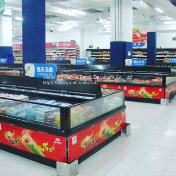 supermarket island deep freezer meat refrigerator