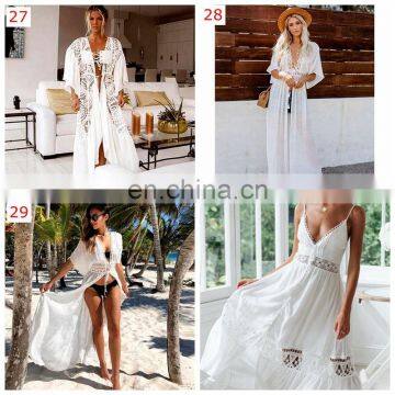 50styles Crochet White Knitted Beach Cover up Dress Tunic Long Pareos Bikinis Cover Ups Swim Cover up Robe Plage Beachwear photo-3
