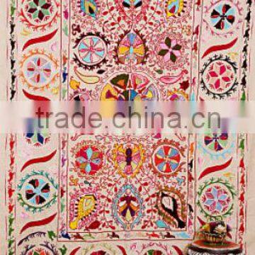 Suzani Blanket Fabric Quilt Handmade Indian Suzani Bedding Hand Embroidered Suzani Tapestry