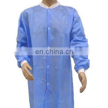 Disposable SMS lab coat with knit collar and cuffs