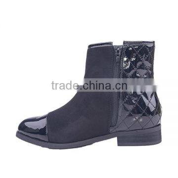 Comfort Woman Low Heel Boots Half Shiny Upper Female Zipper Ankle Boots for Women photo-4