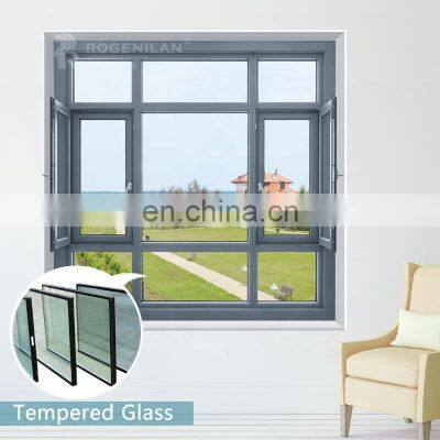 Customised modern aluminum frame casement tempered glass windows prices