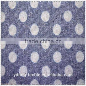 Hot sale polka dot printed linen fabric for garments