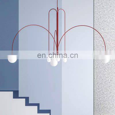 Villa LED Long Hanging Lamp Indoor Decoration Chandelier Commercial Hall Ceiling Pendant Light