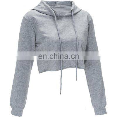 Customized Wholesale Long Sleeve Lady Women Top Pullover Hoodies Crop Hoodies For Women