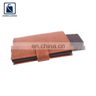 High Quality Fashion Style Loop Closure Type Nickle Fittings Short Length Genuine Leather Men's Slim Wallet at Low Price