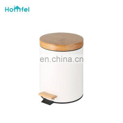 Entry-level Basic 3L 5L 12L 20L 30L Stainless Steel Round Pedal Bin Bamboo Lid Soft Close Inner Bucket Home Bathroom Kitchen photo-5