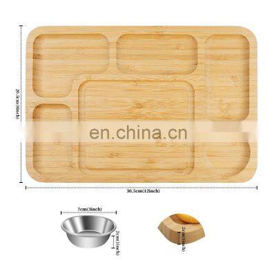 Natural Wooden Charcuterie Platter and Serving Tray Unique Bamboo Cheese Board photo-2