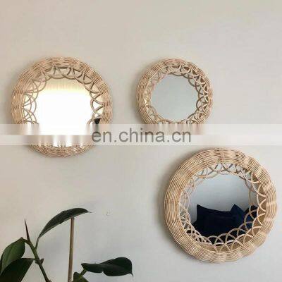 Hot Sale rattan hand made mirror natural wicker mirror Home Decoration Decor Bedroom Makeup Mirror WHolesale made in Vietnam