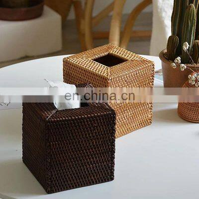 Hot Sale Rustic Woven Tissue Box, High quality Rattan Tissue Storage for Bathroom Vietnam Manufacturer