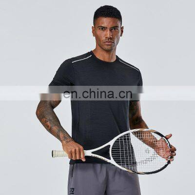 Top Selling Quick Dry Reflective Crew Neck Fitness Sports Shirt Custom Logo Men's Gym Top Workout Jogging Wear T Shirt photo-5