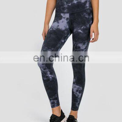 High Quality Custom Logo High Waisted Tummy Control Yoga Leggings Tie Dye Women Hidden Pocket Fitness Gym Workout Tights photo-2