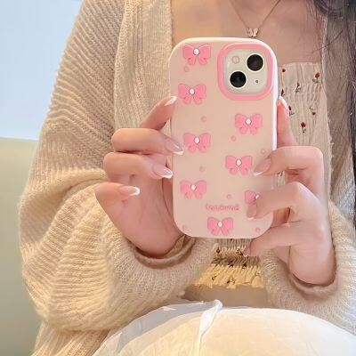 Pearl Bow Pink Silicone Phone Case For Iphone 15 14 13 Pro Max 12ProMax Phone Fashionable Mobile Phone Accessories photo-5