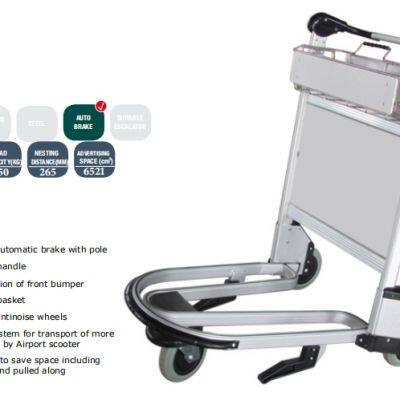 3 Wheels Bearing 250KG Aluminum Alloy?Airport?Trolley?Cart with Automatic Brake