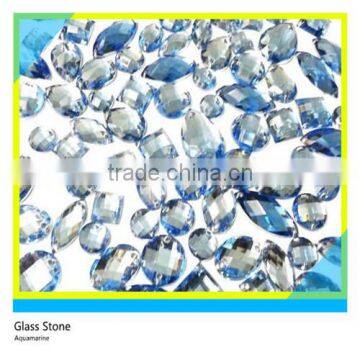 Shiny Clear Aquamarine Glass Strass Stone Various Shape Sew on 2 Holes Glass Stone