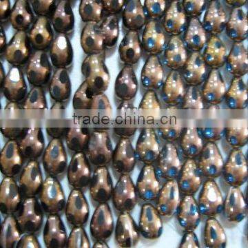 Glass Beads Gold Plated Drop Beads 10x15mm, Blue or Blk FOR NECKLACES/DECORATIONS/JEWELRY/DIY GARMENT ACCESSORIES