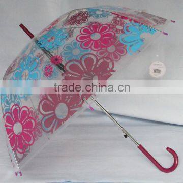 PVC transparent automatic umbrella with logo print