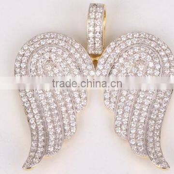 925 Sterling Silver Necklace Cz Angel Wing Religious Pendant Necklace photo-3