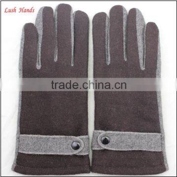 men simple brown woolen hand gloves men with belt